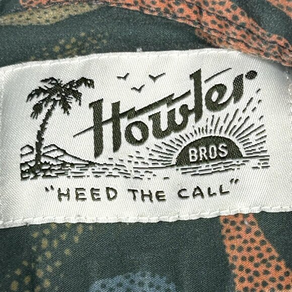 Howler Bros Shirt Mens Large Green Short Sleeve Button Down Abstract Print Surf - Picture 3 of 9